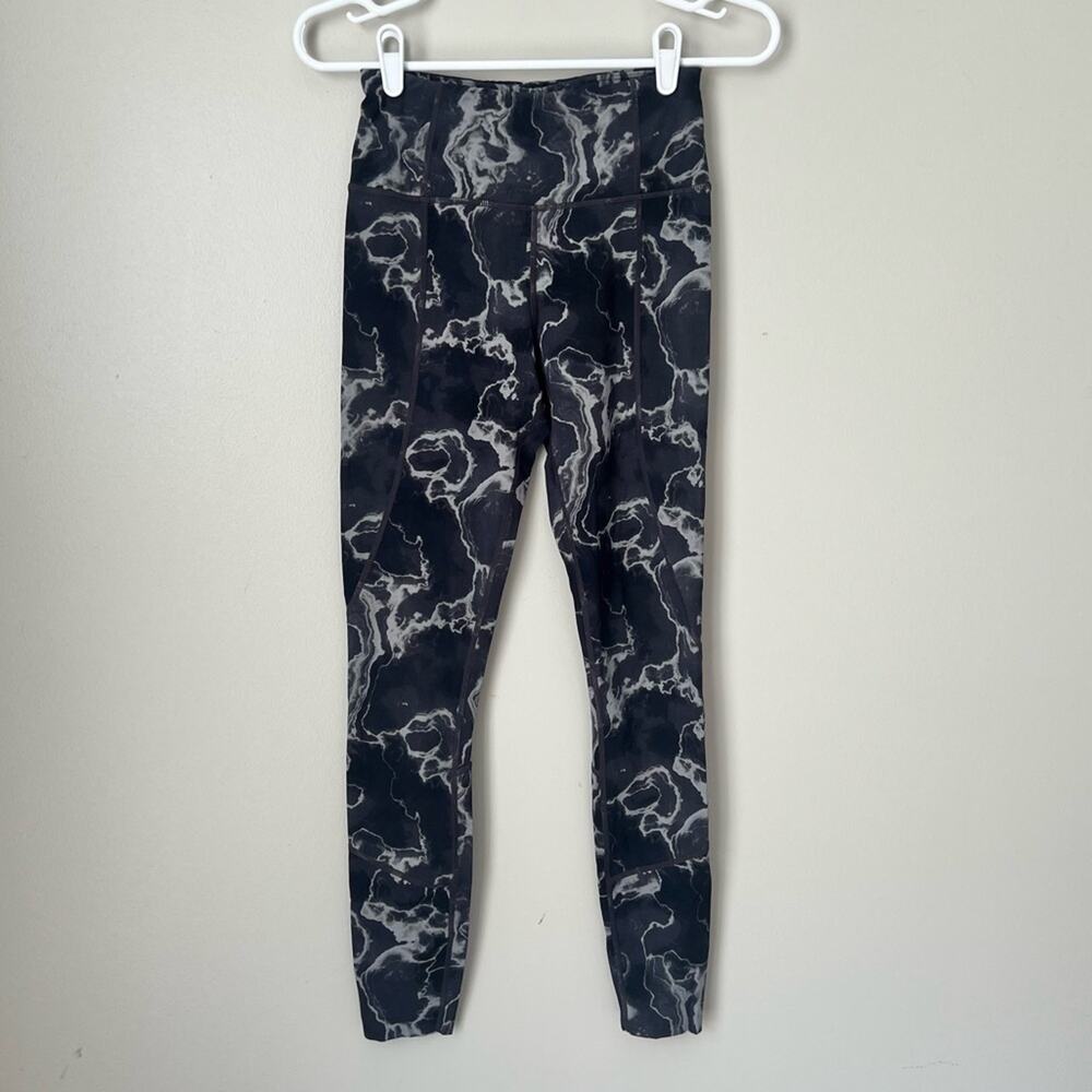 Varley Women’s Black Marble Athletic Workout Leggings Size XS
